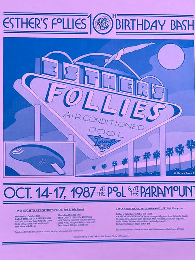 Esther's Follies - Kerry Awn 1987 poster original Pool At The Paramount