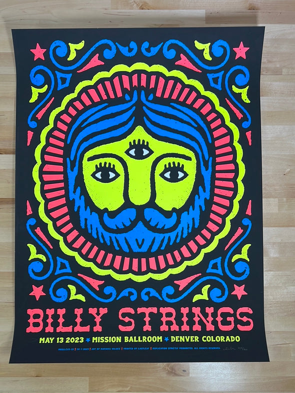 Billy Strings - 2023 Mathias Valdez poster Mission Denver, CO
