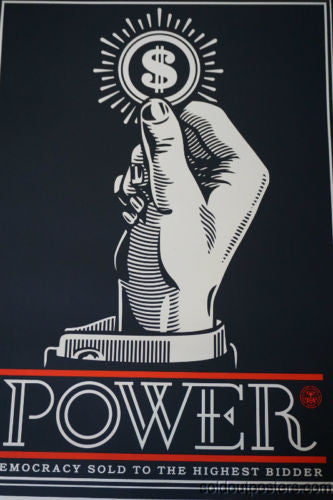Power Bidder - 2015 Shepard Fairey poster print AP hand signed democracy money