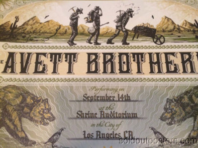 The Avett Brothers - 2014 Zeb Love poster print Shrine Auditorium Los Angeles