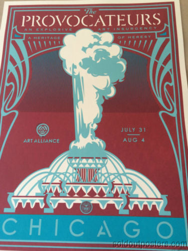 Shepard Fairey 2014 Provocateurs Chicago poster print Art Alliance BLUE OBEY S/N