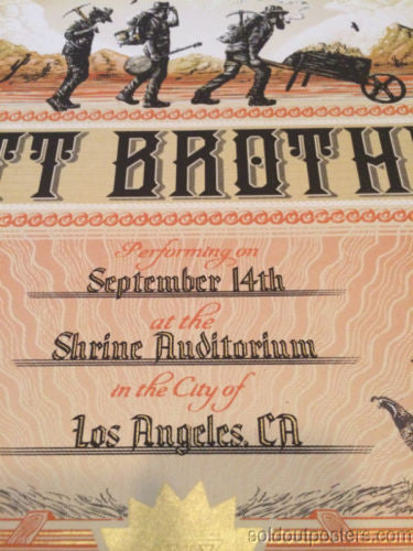 The Avett Brothers - 2014 Zeb Love poster print Shrine Auditorium Los Angeles
