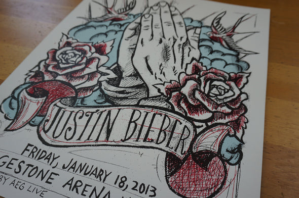 Justin Bieber - 2013 Print Mafia poster Nashville, TN Bridgestone Arena