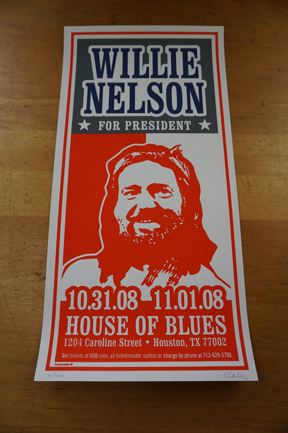 Willie Nelson - 2008 Uncle Charlie poster Houston TX HOB