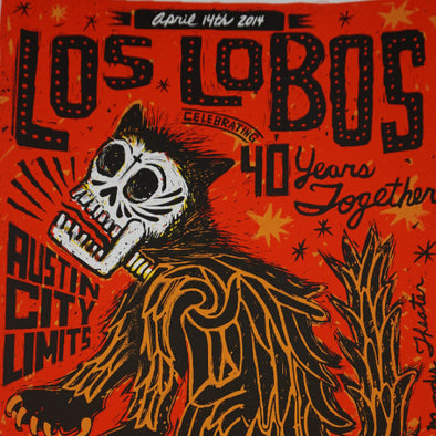 Los Lobos - 2014 Carlos Hernandez poster ACL Austin City Limits AP signed