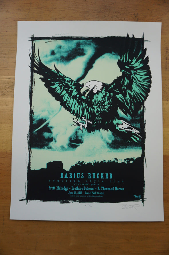 Darius Rucker - 2015 Billy Perkins poster Austin Texas Cedar Park Center