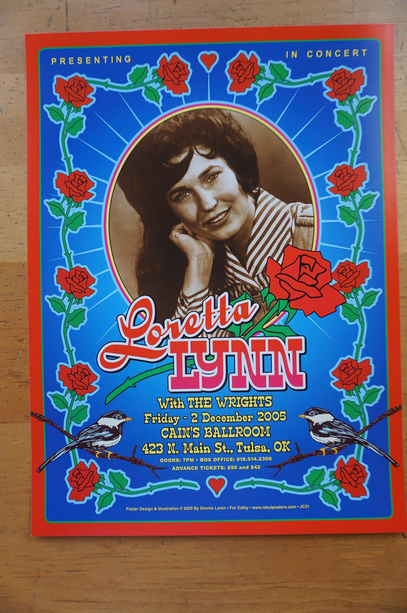 Loretta Lynn - 2005 Dennis Loren poster Tulsa, OK, Cain's Ballroom