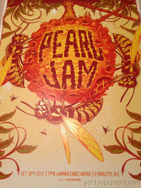Pearl Jam - 2013 Munk One poster Charlotte NC Time Warner Cable Arena