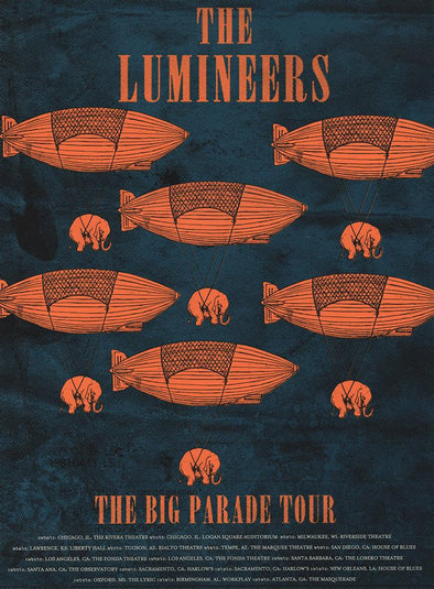 Lumineers - 2012 Fugscreens Studios poster Big Parade Tour