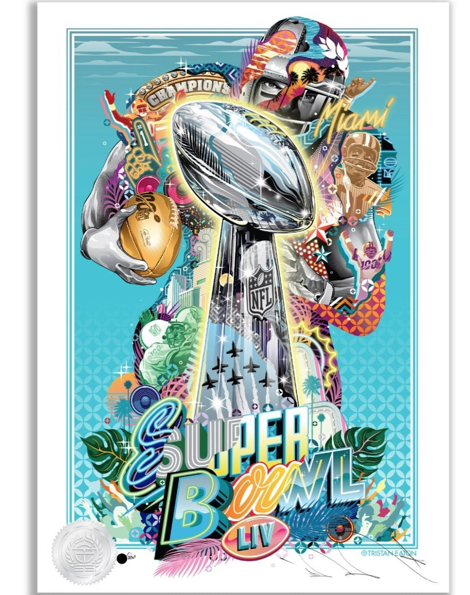 tristan eaton illustrates super bowl tickets for NFL's 100th