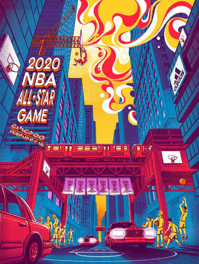 NBA All Star Game - 2020 James Flames poster Chicago Bulls