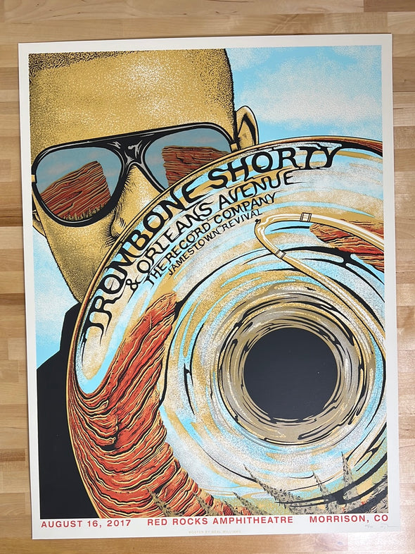 Trombone Shorty - 2017 Neal Williams poster Red Rocks Morrison, CO