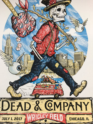 Dead & Company - 2017 Zeb Love poster Wrigley Field, Chicago, IL S/N/AP