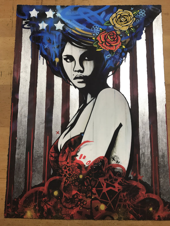 American Princess - 2016 Copyright poster Stars and Stripes graffiti art, UK