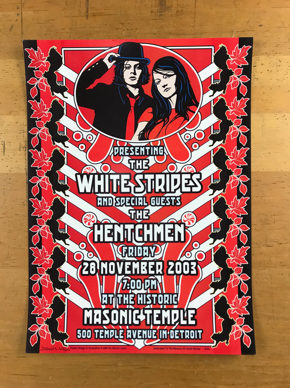 The White Stripes - 2003 Dennis Loren poster Detroit, MI Masonic Temple