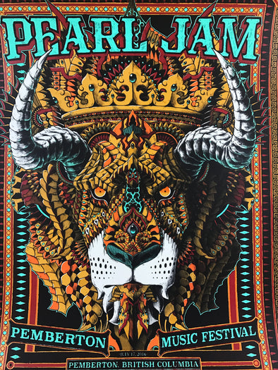 Pearl Jam - 2016 BioWorkZ poster Pemberton Music Festival BC show
