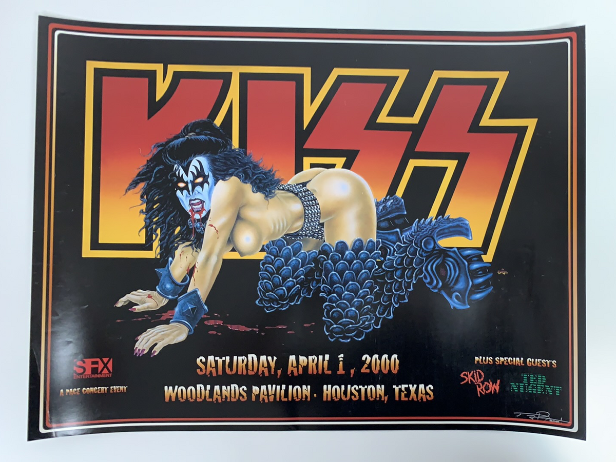 Kiss - 2000 Tommy Pons poster Woodlands, TX Pavilion – Sold Out