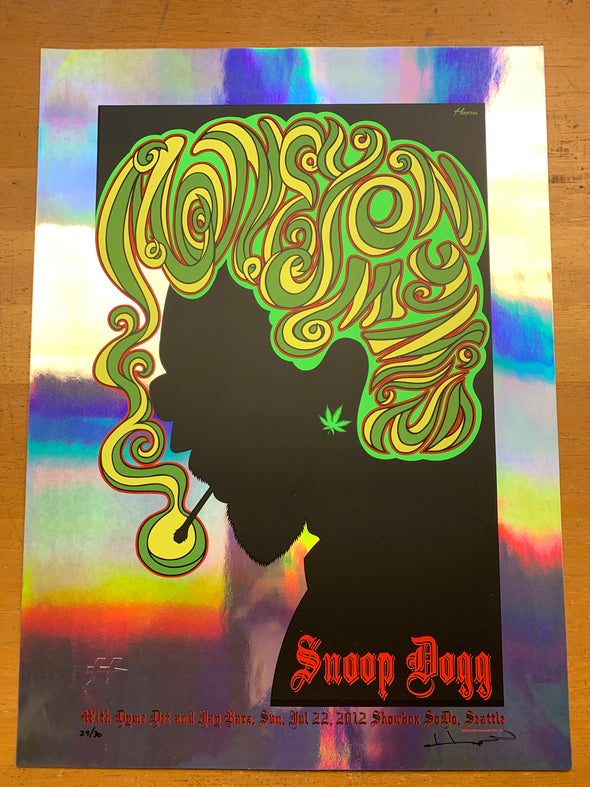 Snoop Dogg - 2012 Justin Hampton Poster Seattle Showbox FOIL