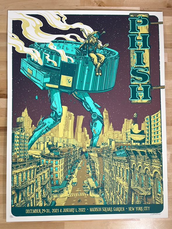 Phish - 2021 Dan Dippel poster New York City, NY MSG Teal