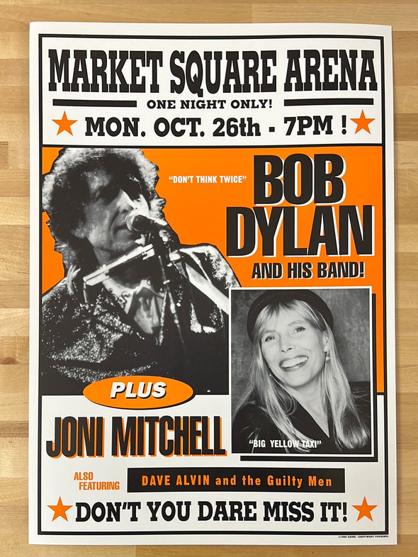 Bob Dylan - 1998 Geoff Gans poster Indianapolis, IN Joni Mitchell