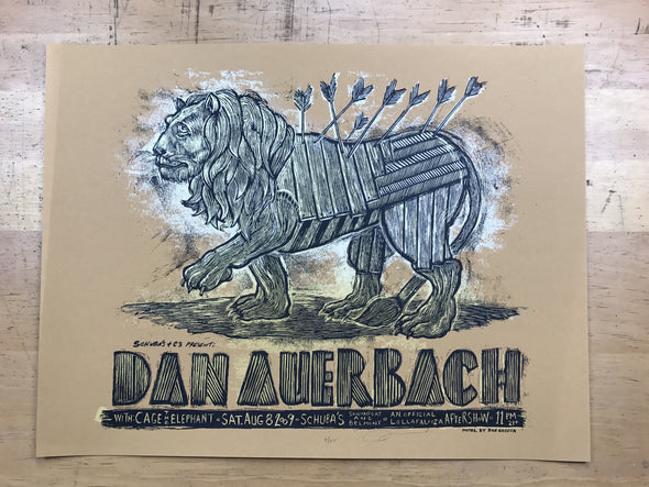 Dan Auerbach - 2009 Dan Grzeca poster Schubas Chicago The Black Keys