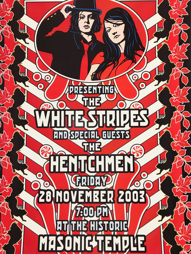 The White Stripes - 2003 Dennis Loren poster Detroit, MI Masonic Temple