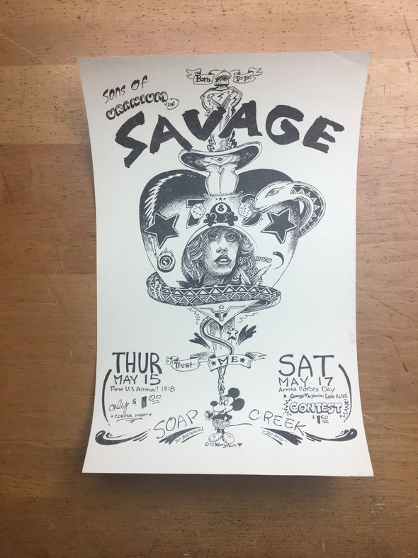 Uranium Savage - 1975 Kerry Awn poster Austin, TX Soap Creek Saloon