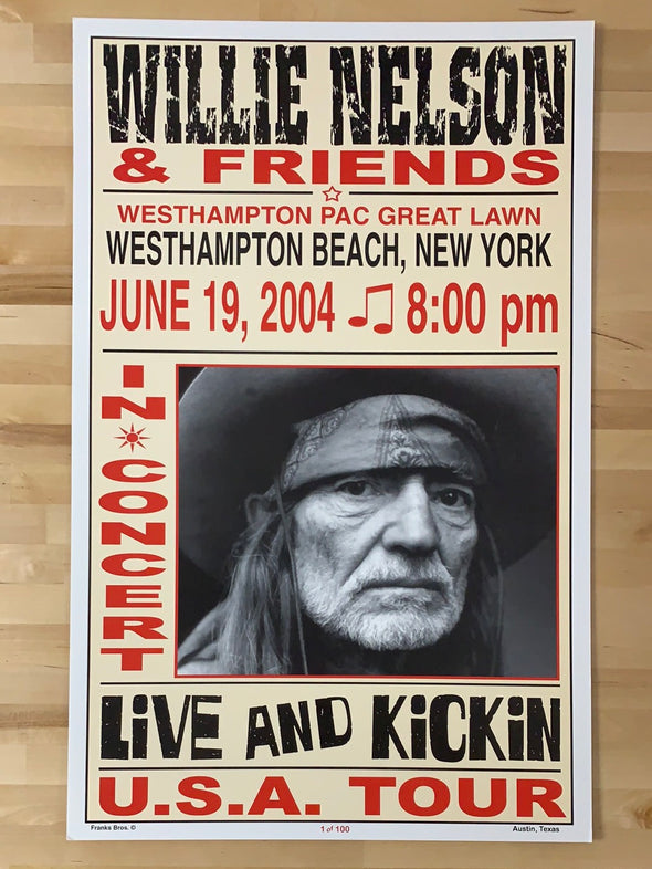Willie Nelson - 2004 Franks Brothers 6/19 poster Westhampton Beach, NY