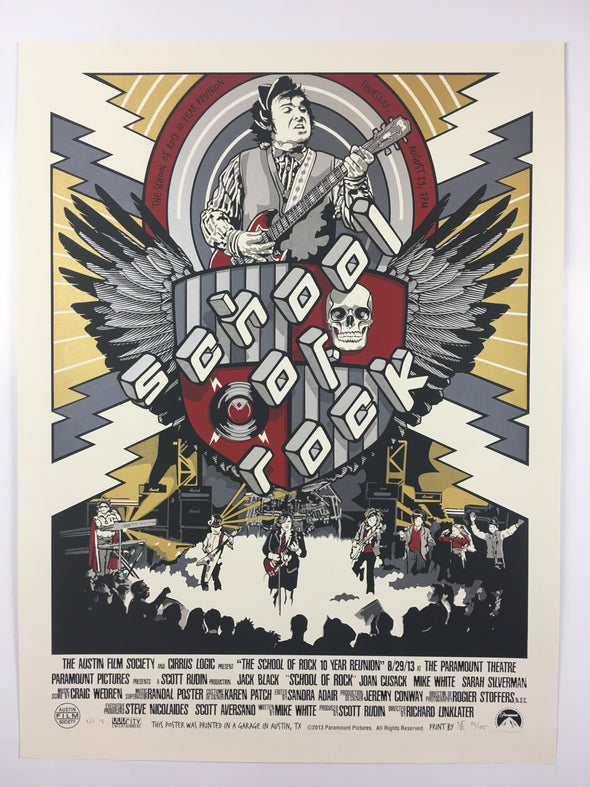 School of Rock - 2013 N.E. poster 10 Year Reunion Austin, TX Paramount Theatre