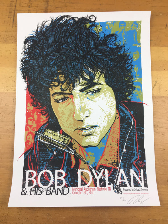Bob Dylan - 2010 Rhys Cooper Poster Nashville, TN Municipal Auditorium