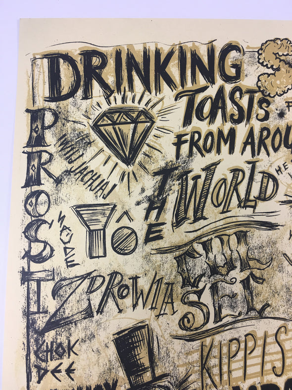 Drinking Toasts From Around the World - 2015 Dan Grzeca Poster Art Print
