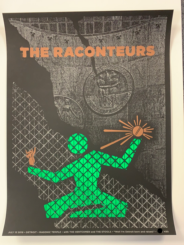 The Raconteurs - 2019 Matthew Jacobson poster Detroit, MI 7/13 Masonic