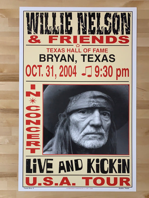 Willie Nelson - 2004 Franks Brothers 10/31 poster Bryan, TX