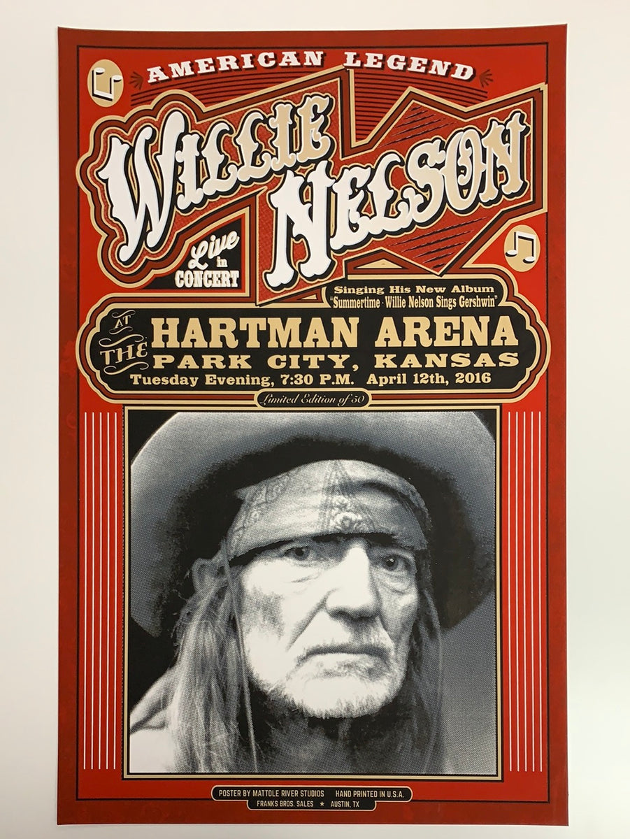 Willie Nelson - 2016 Mattole River Studios poster Park City, KS