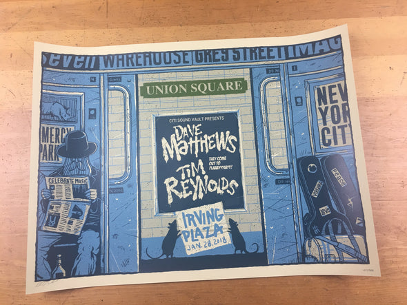 Dave Matthews Tim Reynolds - 2018 Methane Studios Poster New York City, NY Irvin