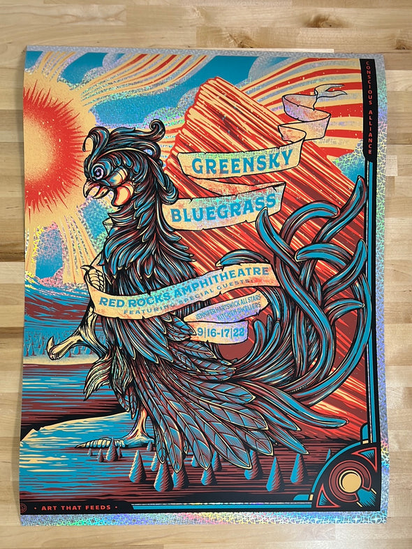Greensky Bluegrass - 2022 Half Hazard poster K FOIL Red Rocks Morrison, CO