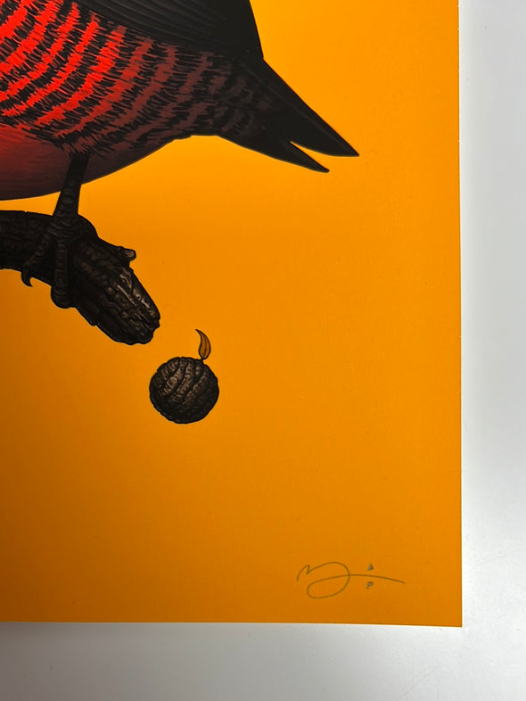 Fat Bird - 2020 Mike Mitchell poster Yellow Fronted Woodpecker Yellow Variant