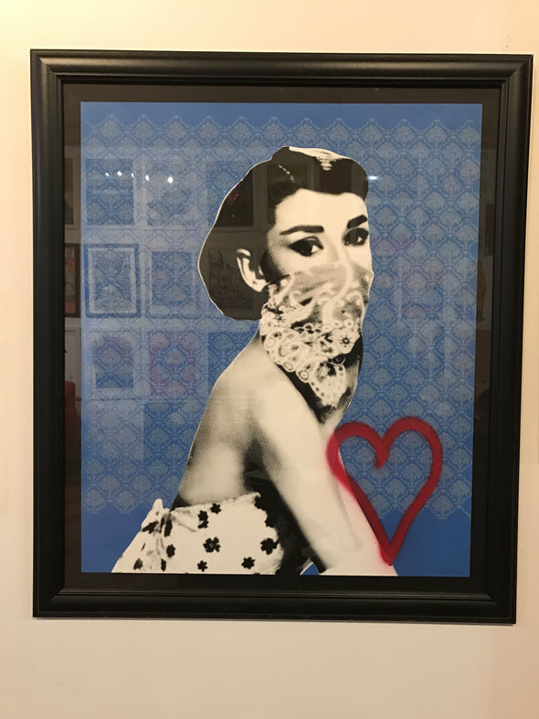 IDOLS: Audrey - 2016 Static poster FRAMED Hepburn street art graffiti, UK