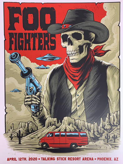 Foo Fighters - 2020 Brandon Heart poster Phoenix, AZ (crease)