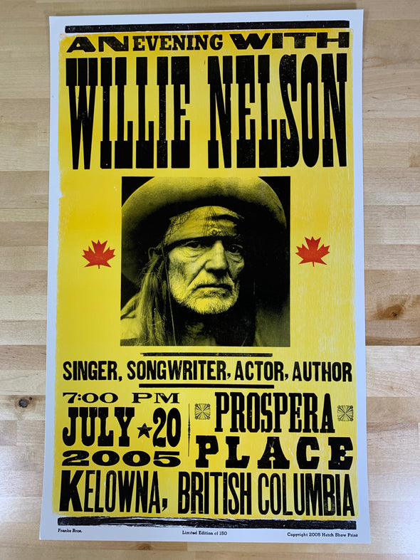 Willie Nelson - 2005 Franks Brothers poster Kelowna, BC