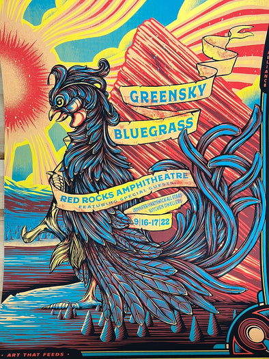 Greensky Bluegrass - 2022 Half Hazard poster YELLOW Red Rocks Morrison, CO