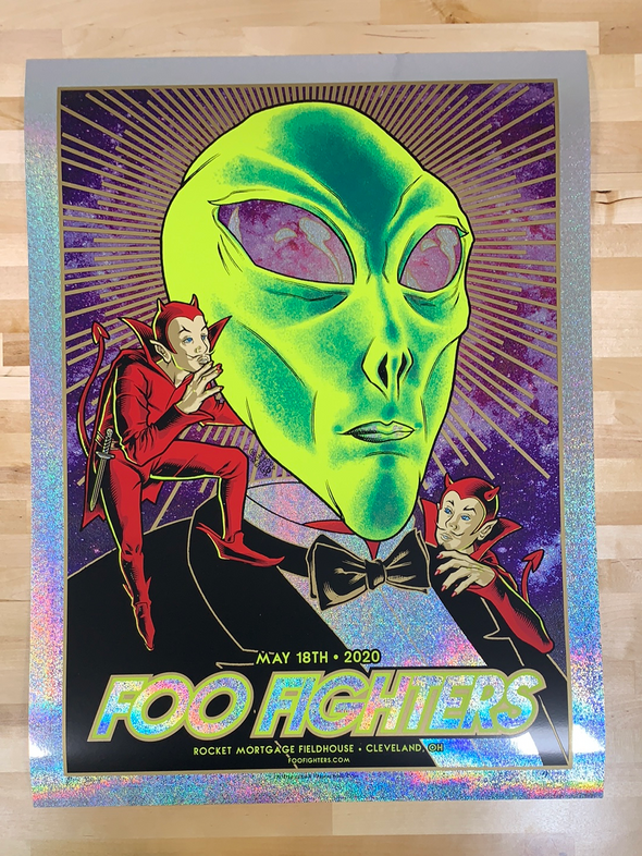 Foo Fighters - 2020 Brian Ewing poster Cleveland, OH Dot Foil