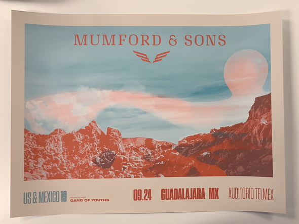 Mumford & Sons - 2019 poster Guadalajara, Mexico Gentlemen of the Road