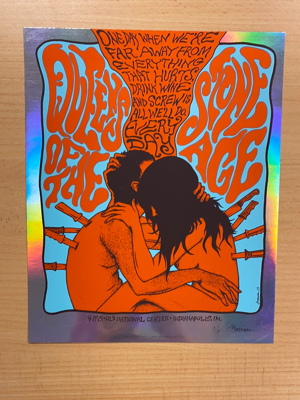 Queens of the Stone Age - 2013 Jermaine Rogers poster Indianapolis FOIL Handbill