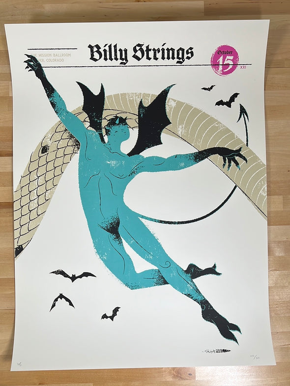 Billy Strings - 2021 Delicious Design League poster Denver, CO 10/15 1st