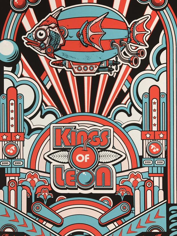 Kings of Leon - 2017 Jesse Philips poster Raleigh, Walnut Creek Amphitheatre