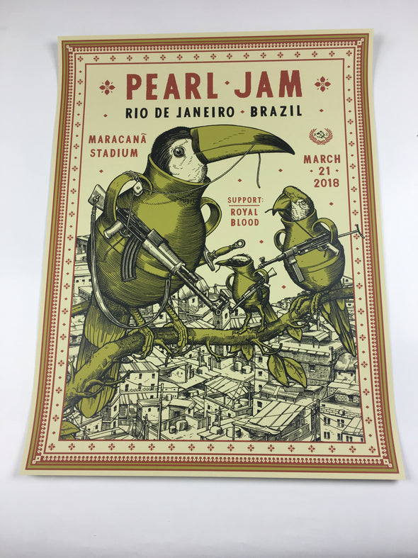 Pearl Jam - 2018 Ravi Zupa Poster Rio de Janeiro, BRA Maracanã Stadium