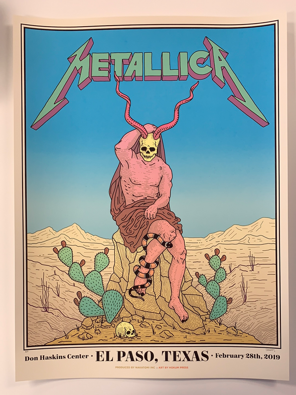 Metallica - 2019 Tyler Skaggs poster El Paso, TX Don Haskins Center