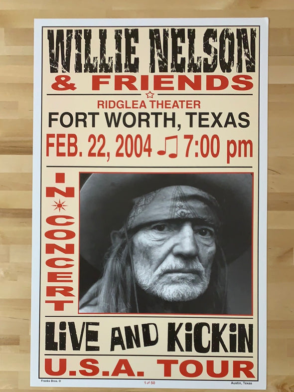 Willie Nelson - 2004 Franks Brothers 2/22 poster Fort Worth, TX