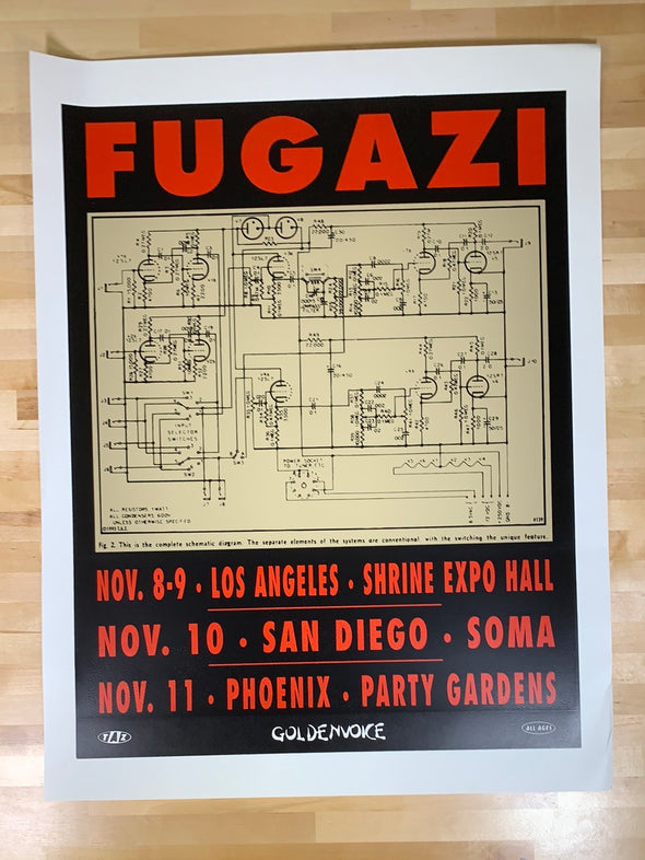 Fugazi - 1995 T.A.Z. poster West Coast, CA, AZ 1st ed